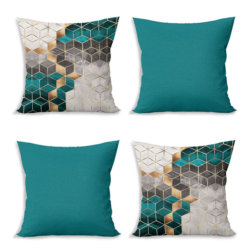 Set di 4 federe per cuscini decorativi Eda RKYK474 Multicolore, 43 x 43 cm