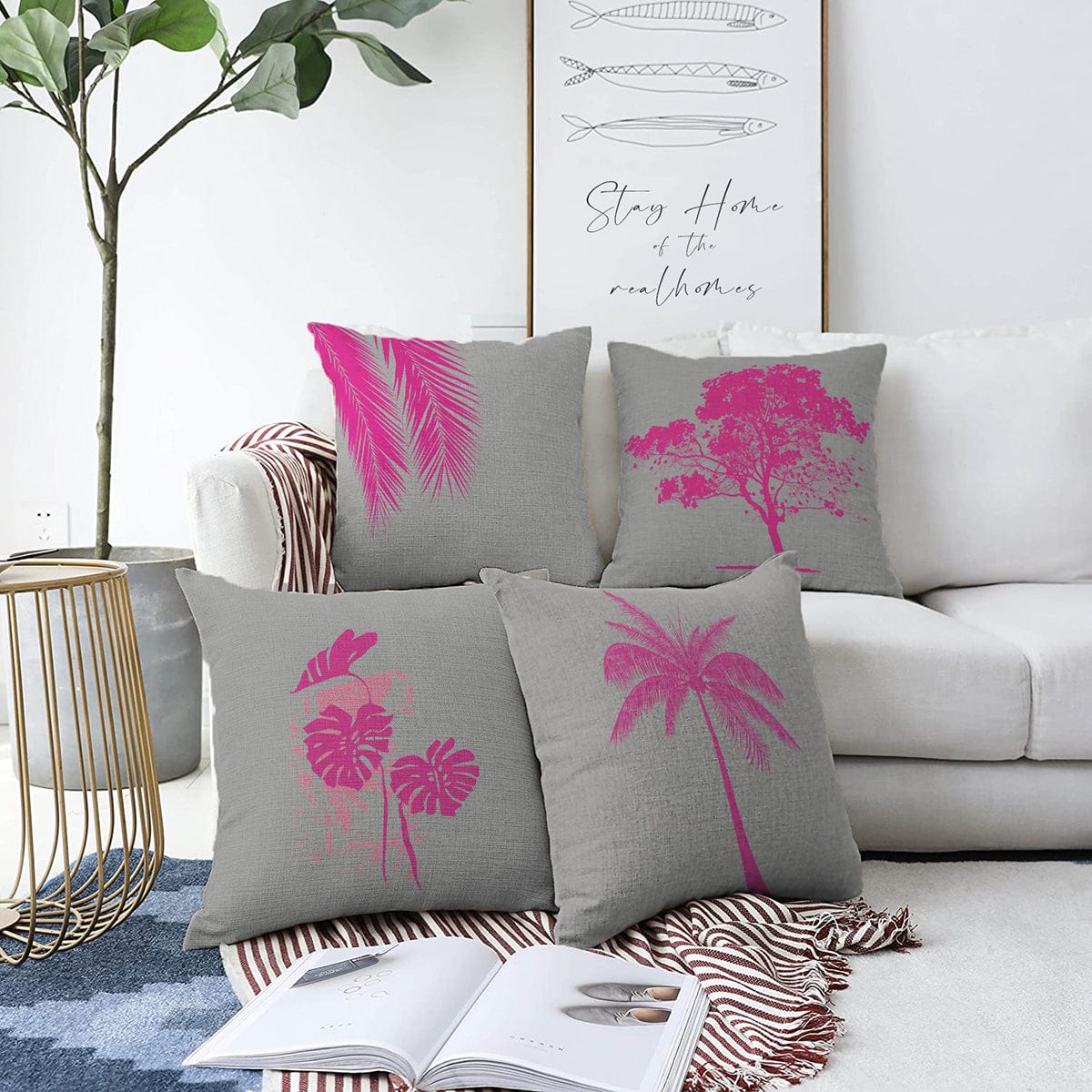 Set di 4 federe per cuscini decorativi Elif RKYK185 Multicolore, 43 x 43 cm