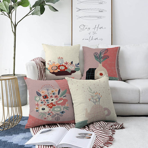 Set di 4 federe per cuscini decorativi Elif RKYK357 Multicolore, 43 x 43 cm