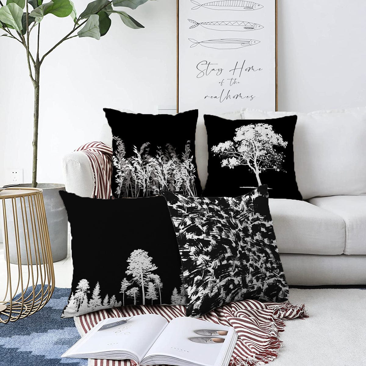 Set di 4 federe per cuscini decorativi Emir RKYK187 Multicolore, 43 x 43 cm