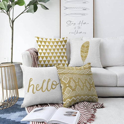 Set di 4 federe per cuscini decorativi Esme RKYK257 Multicolore, 43 x 43 cm