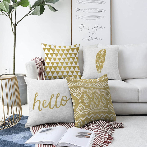 Set di 4 federe per cuscini decorativi Esme RKYK257 Multicolore, 43 x 43 cm