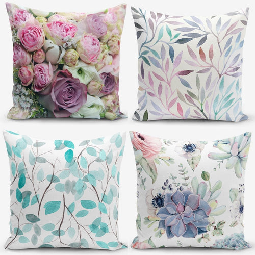Set di 4 federe per cuscini decorativi Farah RKYK109 Multicolore, 43 x 43 cm