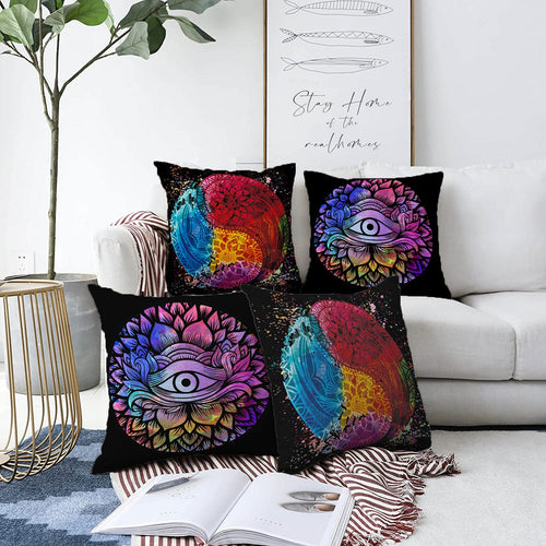 Set di 4 federe per cuscini decorativi Ferhat RKYK180 Multicolore, 43 x 43 cm
