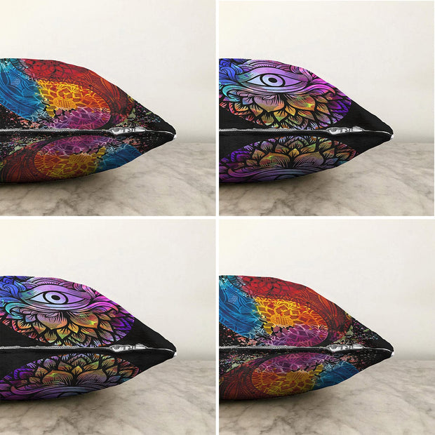 Set di 4 federe per cuscini decorativi Ferhat RKYK180 Multicolore, 43 x 43 cm (1)