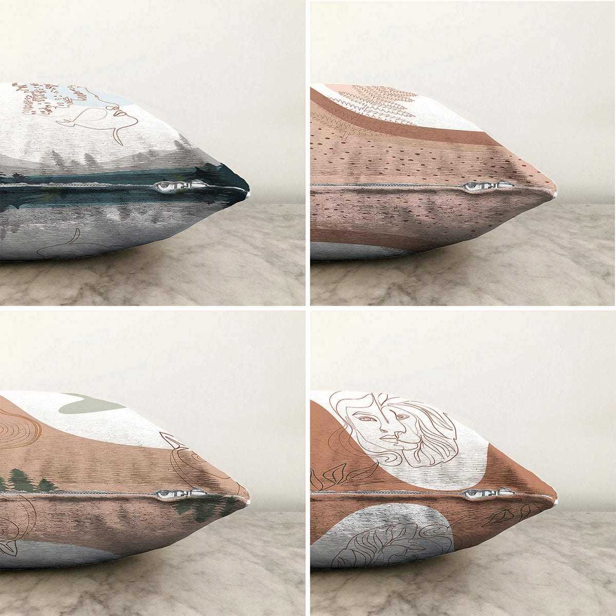 Set di 4 federe per cuscini decorativi Ferhat RKYK311 Multicolore, 43 x 43 cm (1)