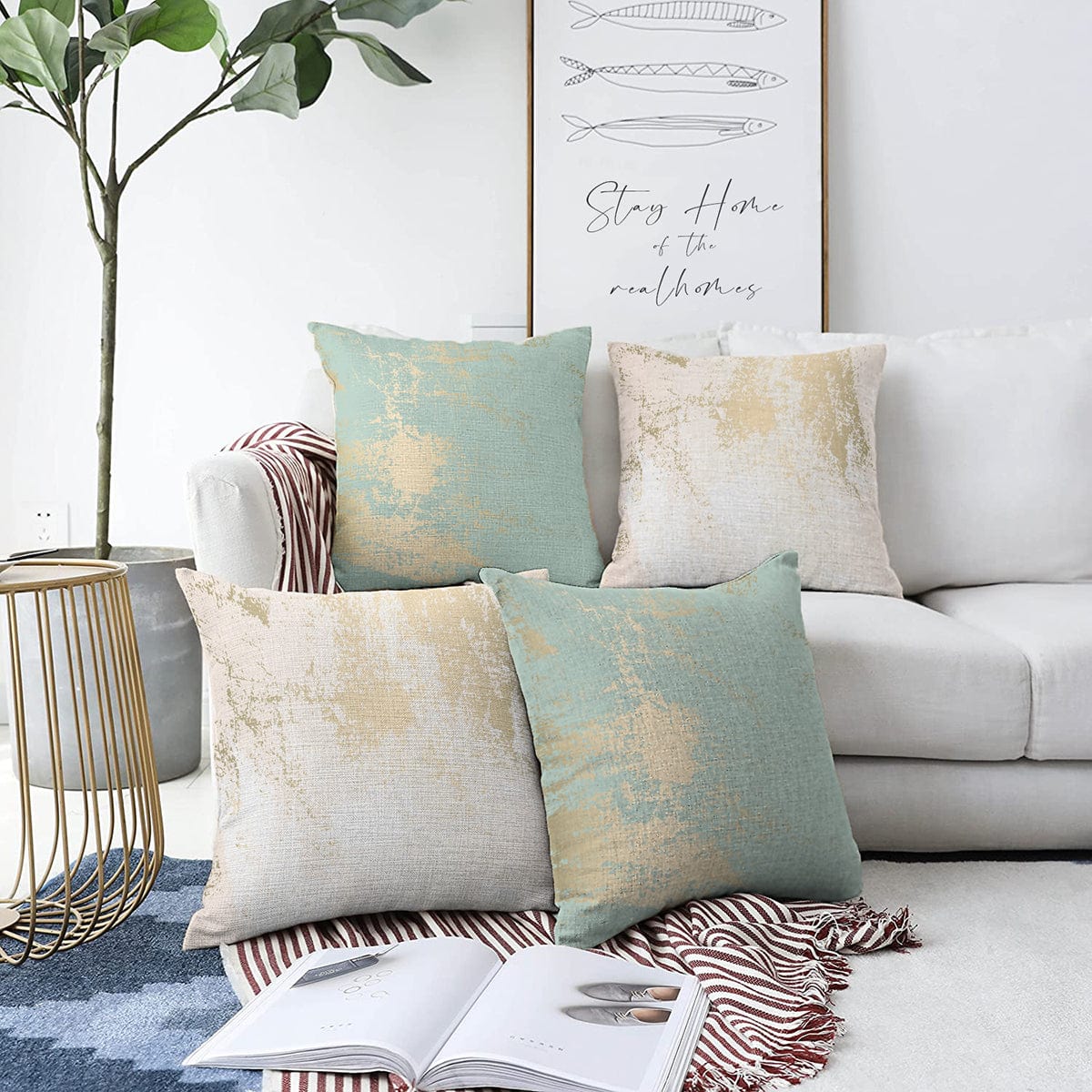 Set di 4 federe per cuscini decorativi Gulgun RKYK367 Multicolore, 43 x 43 cm