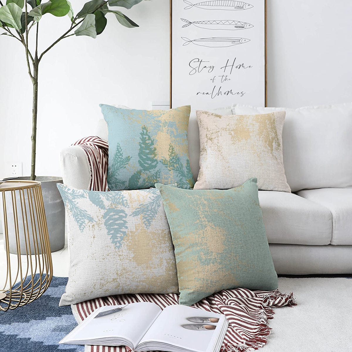 Set di 4 federe per cuscini decorativi Gulgun RKYK368 Multicolore, 43 x 43 cm