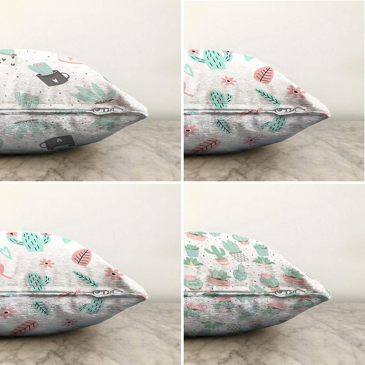 Set di 4 federe per cuscini decorativi Guven RKYK429 Multicolore, 43 x 43 cm (1)