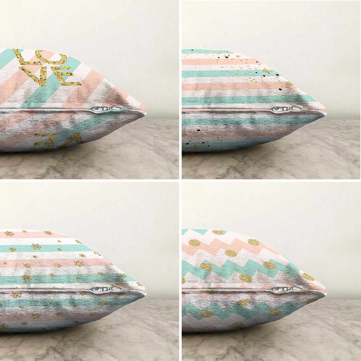 Set di 4 federe per cuscini decorativi Guven RKYK434 Multicolore, 43 x 43 cm (1)