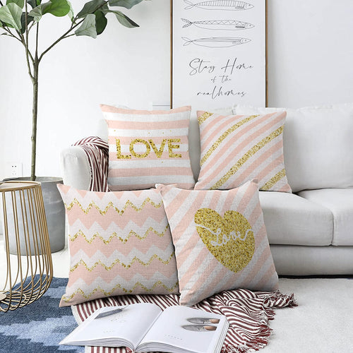Set di 4 federe per cuscini decorativi Guven RKYK435 Multicolore, 43 x 43 cm