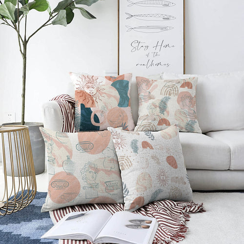 Set di 4 federe per cuscini decorativi Hazal RKYK327 Multicolore, 43 x 43 cm