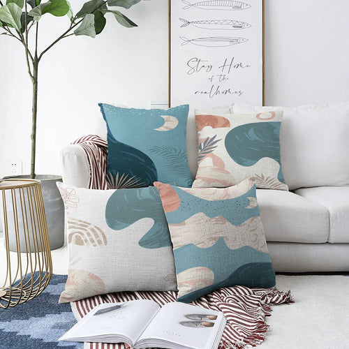 Set di 4 federe per cuscini decorativi Hazal RKYK328 Multicolore, 43 x 43 cm