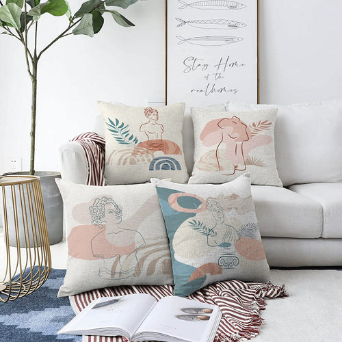 Set di 4 federe per cuscini decorativi Hazal RKYK329 Multicolore, 43 x 43 cm
