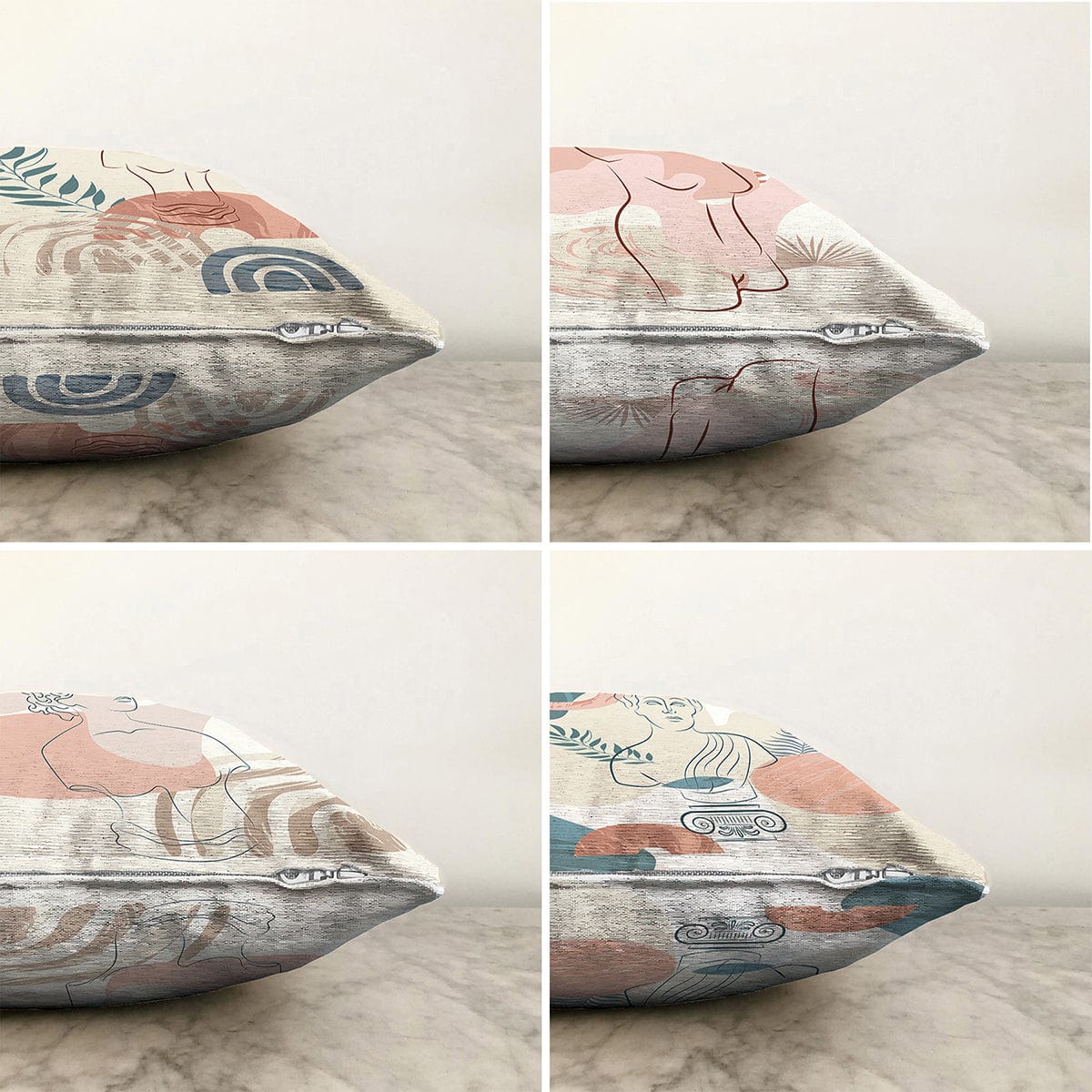 Set di 4 federe per cuscini decorativi Hazal RKYK329 Multicolore, 43 x 43 cm (1)