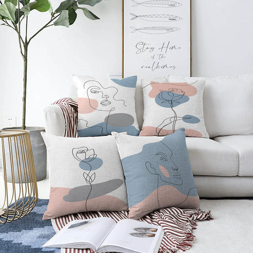 Set di 4 federe per cuscini decorativi Hazal RKYK330 Multicolore, 43 x 43 cm