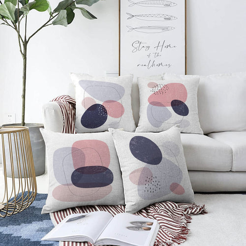 Set di 4 federe per cuscini decorativi Hazal RKYK333 Multicolore, 43 x 43 cm