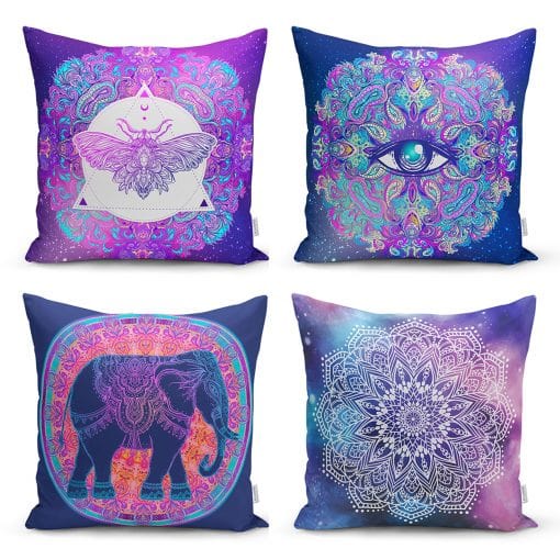 Set di 4 federe per cuscini decorativi Irem RKYK30 Multicolore, 43 x 43 cm