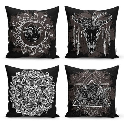 Set di 4 federe per cuscini decorativi Leyla RKYK24 Multicolore, 43 x 43 cm