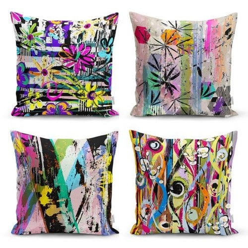 Set di 4 federe per cuscini decorativi Leyla RKYK72 Multicolore, 43 x 43 cm