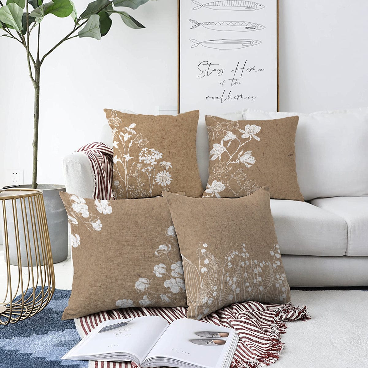 Set di 4 federe per cuscini decorativi Melike RKYK372 Multicolore, 43 x 43 cm