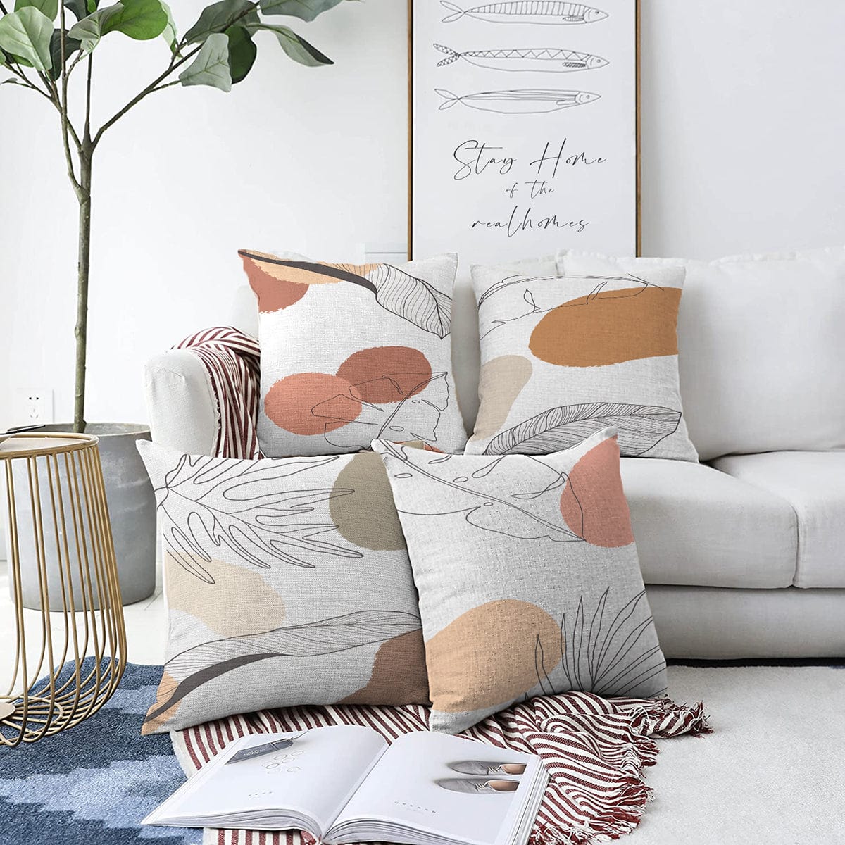 Set di 4 federe per cuscini decorativi Melisa RKYK323 Multicolore, 43 x 43 cm