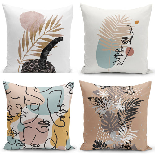 Set di 4 federe per cuscini decorativi Melo RKYK23 Multicolore, 43 x 43 cm