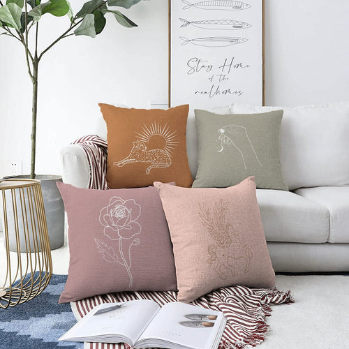 Set di 4 federe per cuscini decorativi Mete RKYK420 Multicolore, 43 x 43 cm