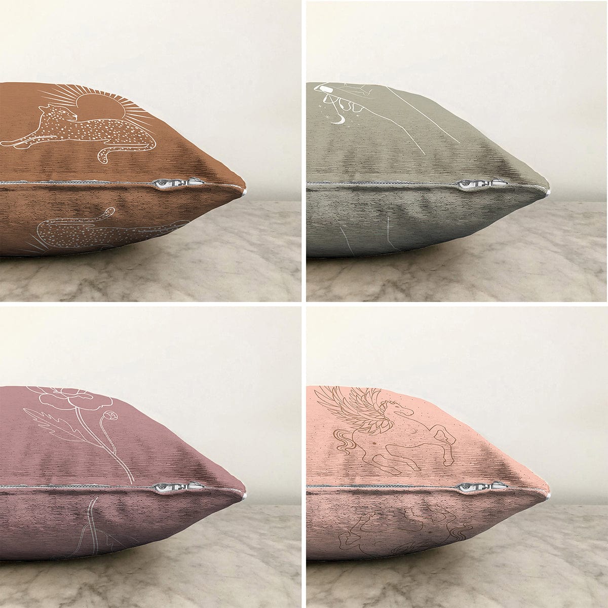 Set di 4 federe per cuscini decorativi Mete RKYK420 Multicolore, 43 x 43 cm (1)