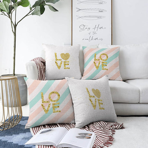 Set di 4 federe per cuscini decorativi Mete RKYK424 Multicolore, 43 x 43 cm