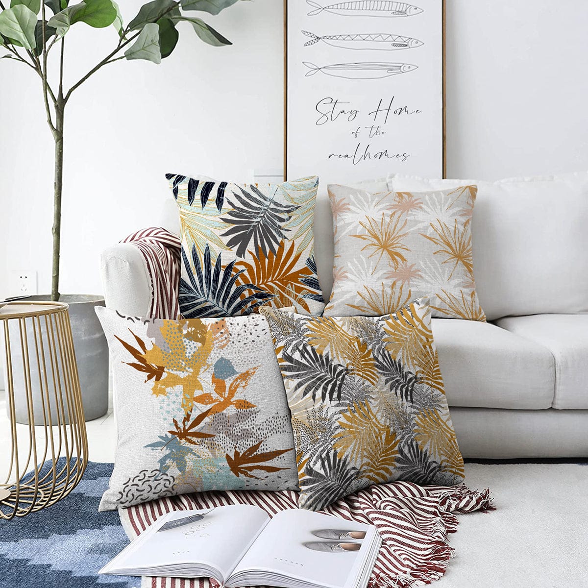 Set di 4 federe per cuscini decorativi Murat RKYK216 Multicolore, 43 x 43 cm