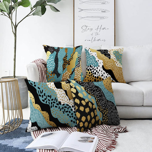 Set di 4 federe per cuscini decorativi Nuray RKYK268 Multicolore, 43 x 43 cm