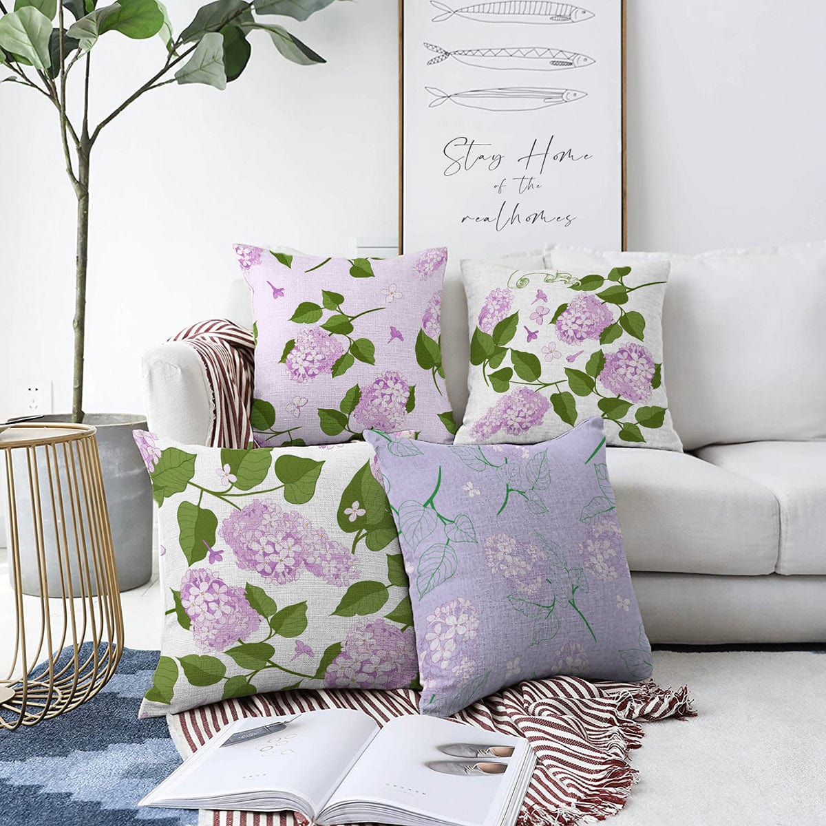 Set di 4 federe per cuscini decorativi Omer RKYK387 Multicolore, 43 x 43 cm