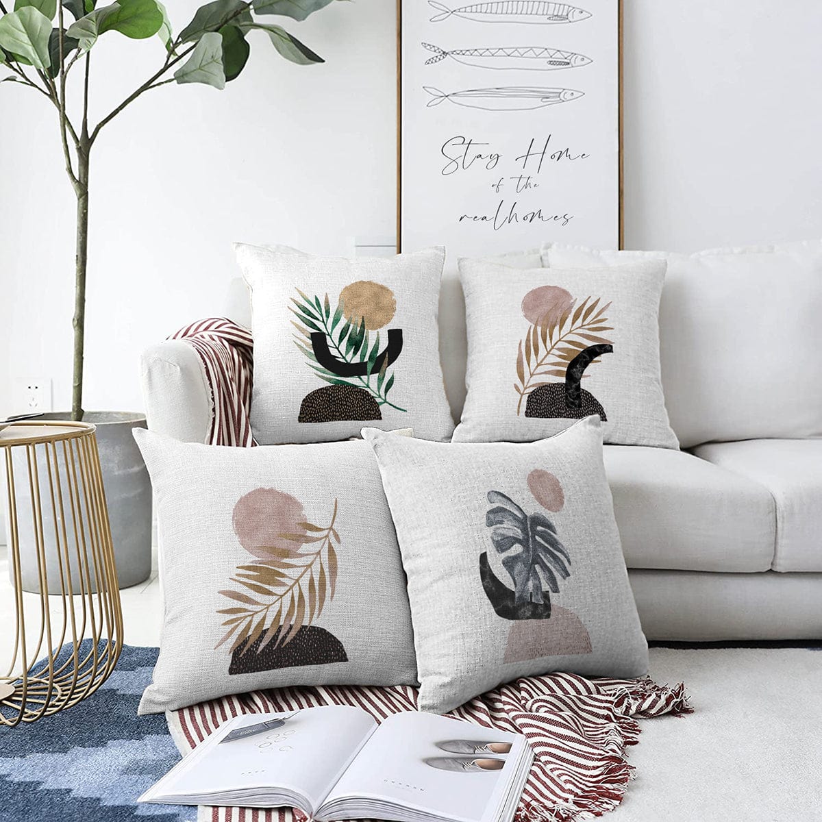Set di 4 federe per cuscini decorativi Onur RKYK199 Multicolore, 43 x 43 cm