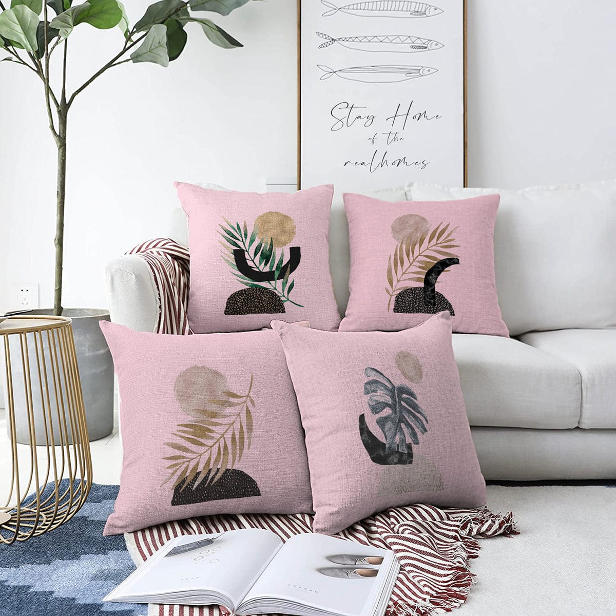 Set di 4 federe per cuscini decorativi Onur RKYK201 Multicolore, 43 x 43 cm