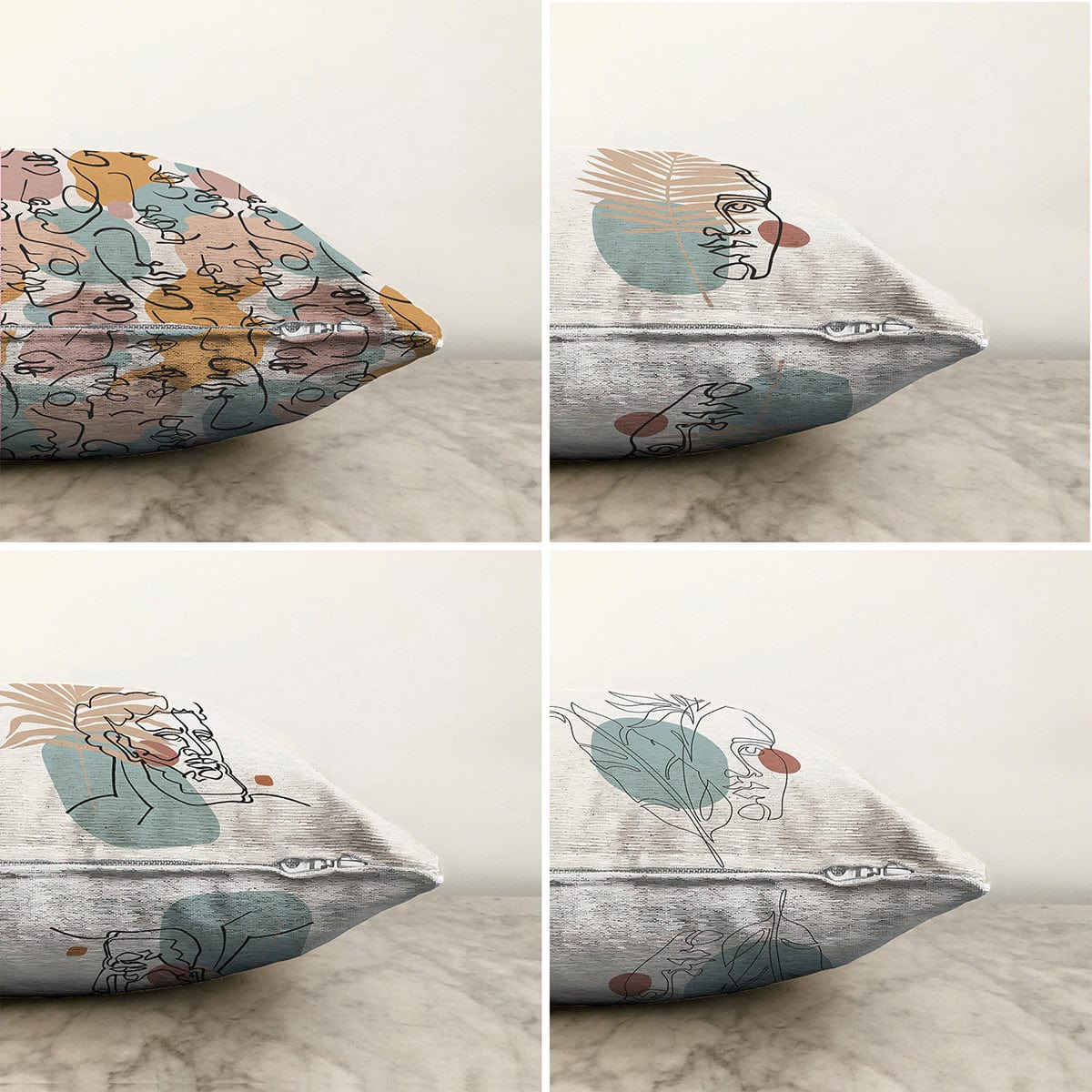 Set di 4 federe per cuscini decorativi Onur RKYK202 Multicolore, 43 x 43 cm (1)