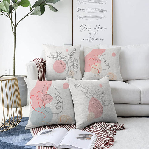 Set di 4 federe per cuscini decorativi Onur RKYK203 Multicolore, 43 x 43 cm