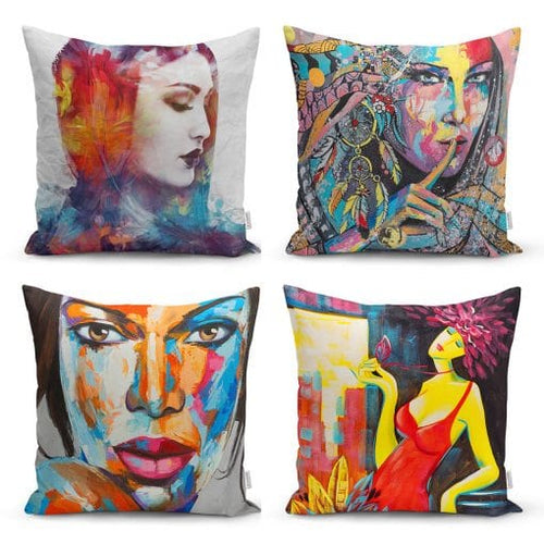 Set di 4 federe per cuscini decorativi Pelo RKYK33 Multicolore, 43 x 43 cm