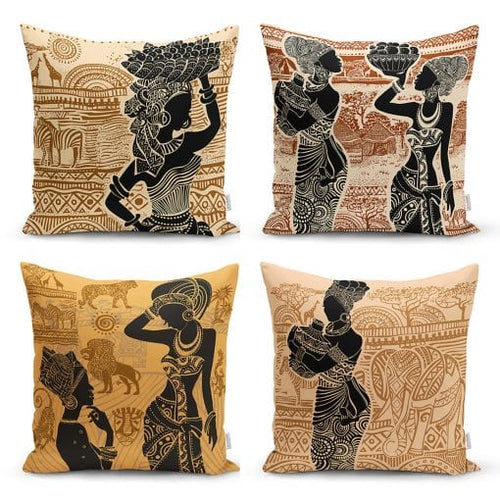 Set di 4 federe per cuscini decorativi Pelo RKYK86 Multicolore, 43 x 43 cm