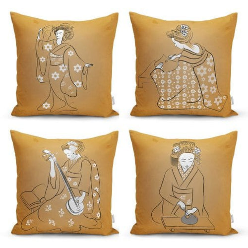 Set di 4 federe per cuscini decorativi Pelo RKYK87 Multicolore, 43 x 43 cm
