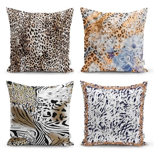 Set di 4 federe per cuscini decorativi Pelo RKYK90 Multicolore, 43 x 43 cm