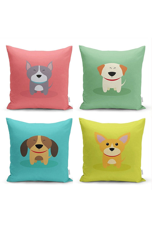Set di 4 federe per cuscini decorativi per bambini Melo RKYK11 Multicolore, 43 x 43 cm