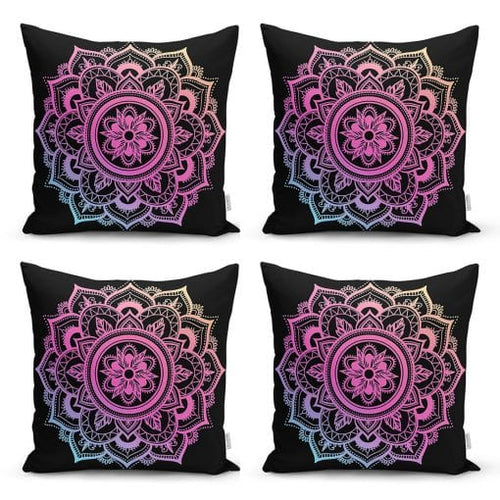 Set di 4 federe per cuscini decorativi Reyan RKYK37 Multicolore, 43 x 43 cm