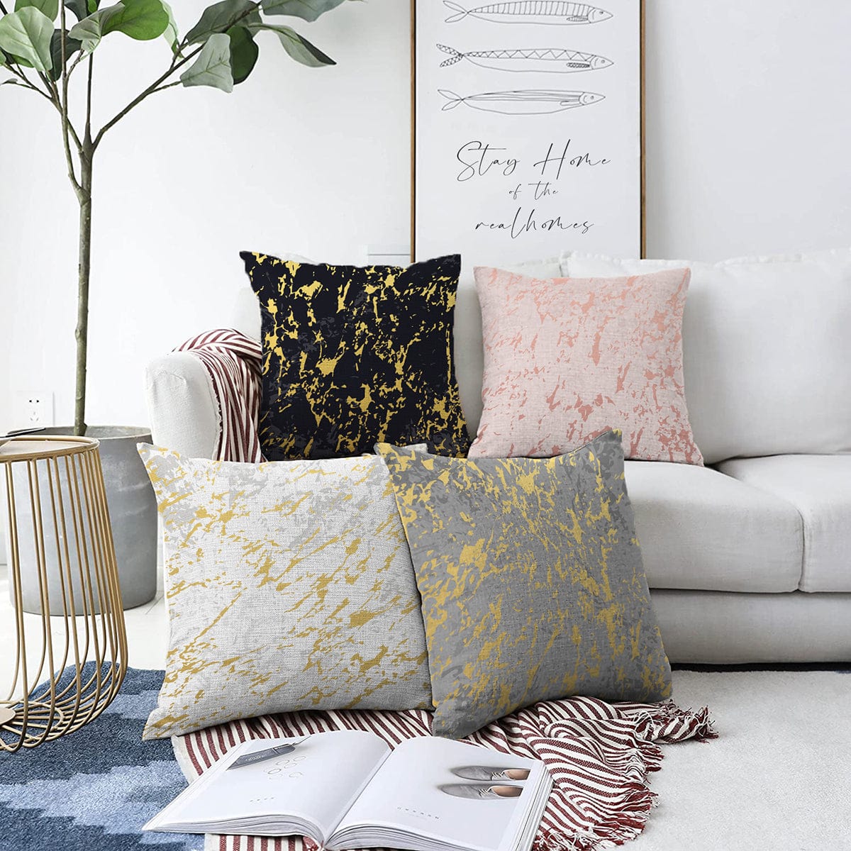 Set di 4 federe per cuscini decorativi Serap RKYK276 Multicolore, 43 x 43 cm