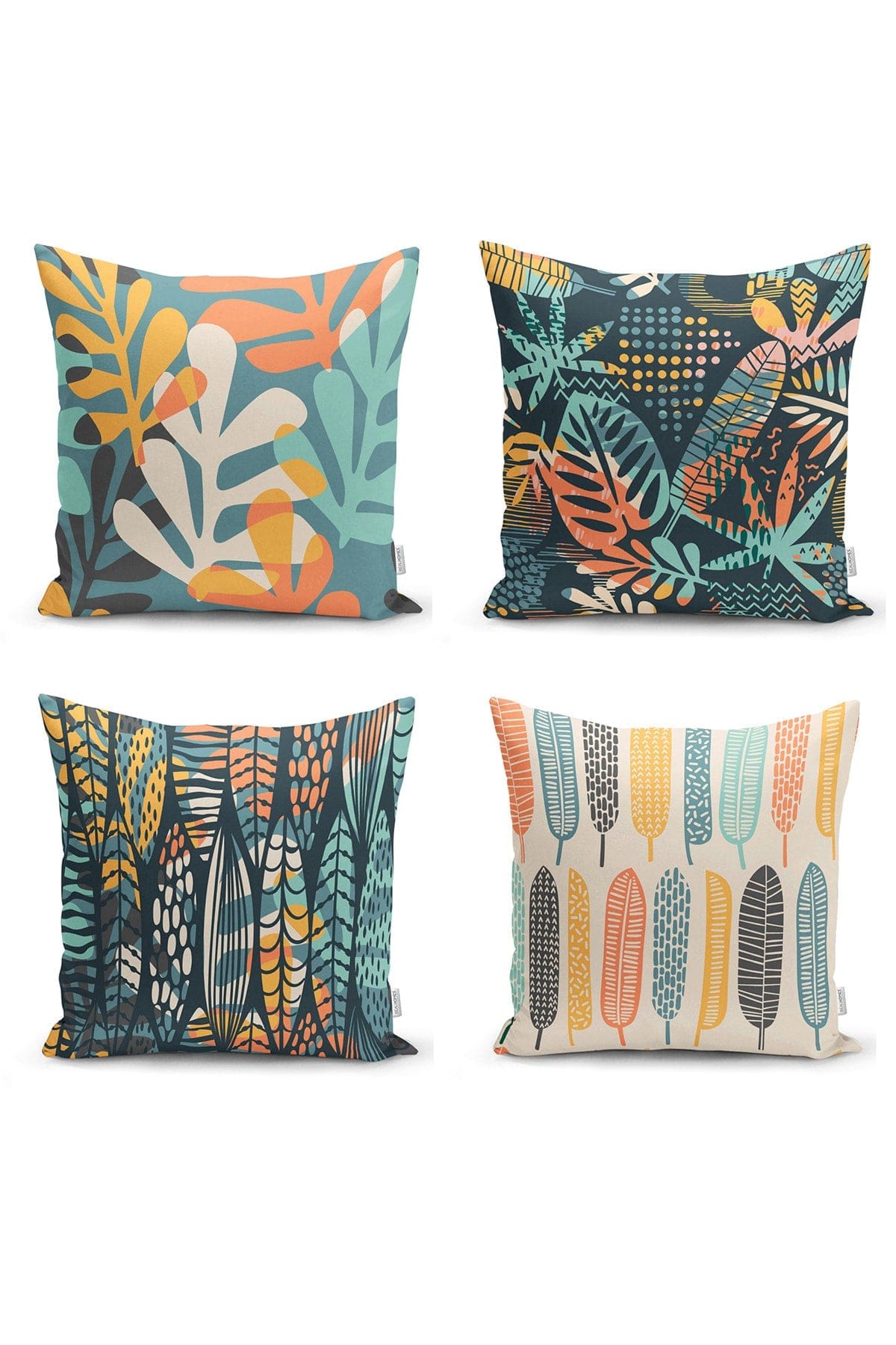Set di 4 federe per cuscini decorativi Serenay RKYK17 Multicolore, 43 x 43 cm (2)
