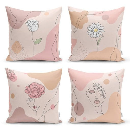 Set di 4 federe per cuscini decorativi Seyran RKYK78 Multicolore, 43 x 43 cm