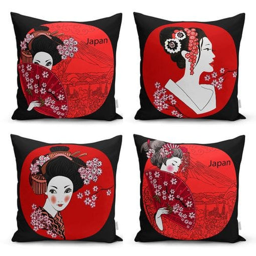 Set di 4 federe per cuscini decorativi Seyran RKYK79 Multicolore, 43 x 43 cm