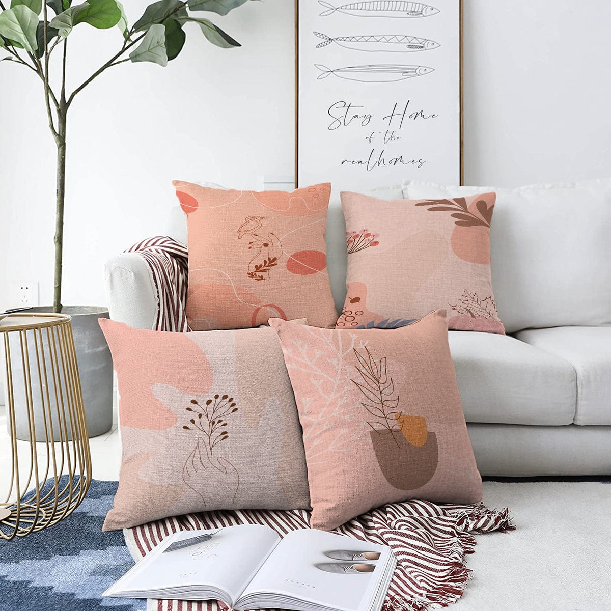 Set di 4 federe per cuscini decorativi Sonil RKYK284 Multicolore, 43 x 43 cm