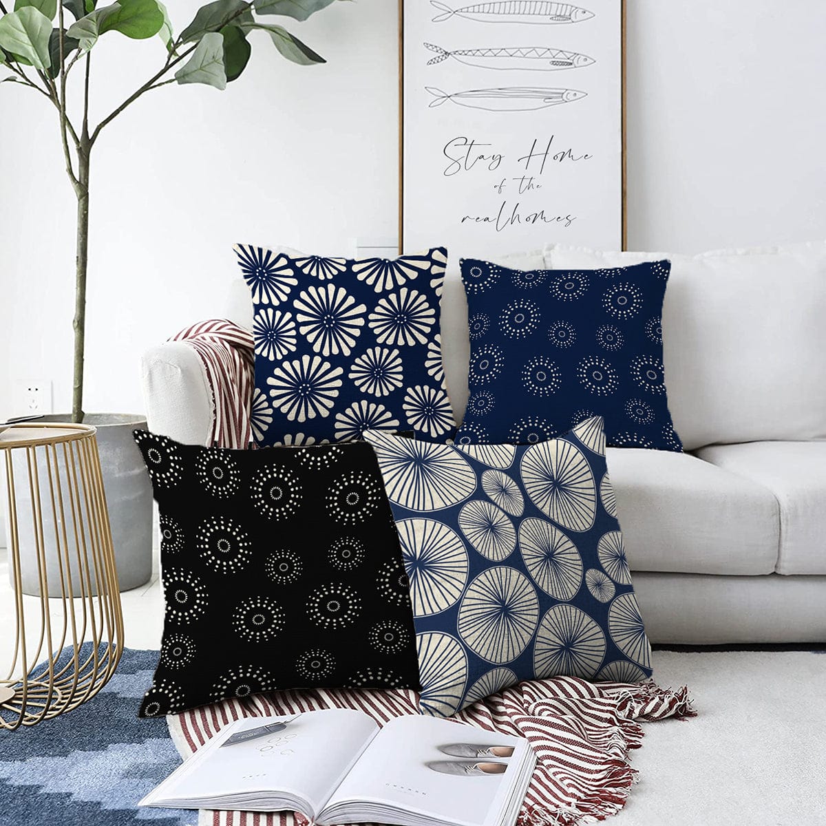 Set di 4 federe per cuscini decorativi Sonil RKYK289 Multicolore, 43 x 43 cm