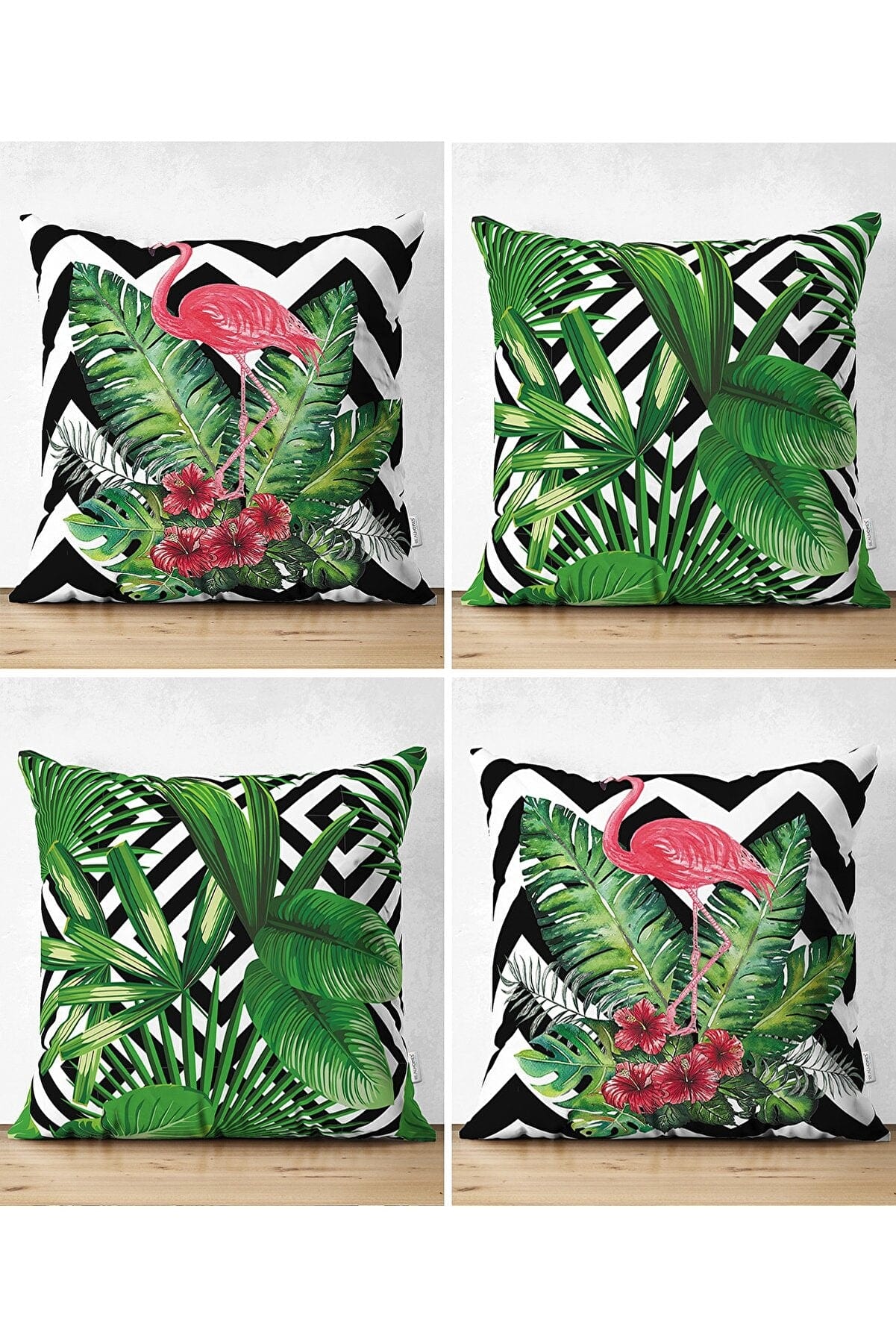 Set di 4 federe per cuscini decorativi Suet RKYK442 Multicolore, 43 x 43 cm